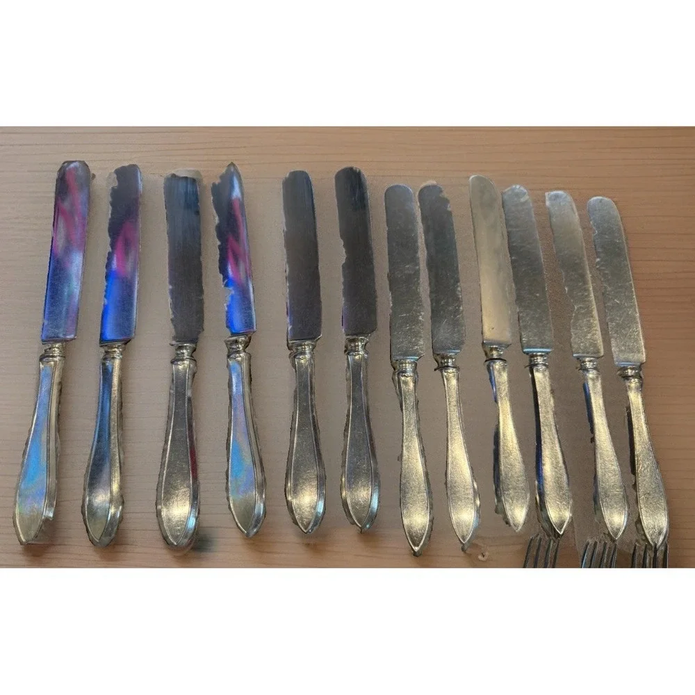 Antique Wm Rogers Pat 18 X12 Silverplate Flatware 12 Knives 11 Forks 23Pc